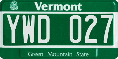 VT license plate YWD027
