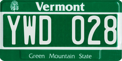 VT license plate YWD028