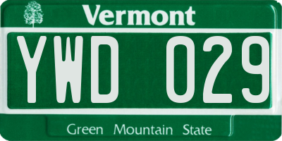 VT license plate YWD029