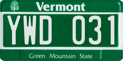 VT license plate YWD031