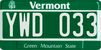 VT license plate YWD033