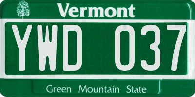 VT license plate YWD037