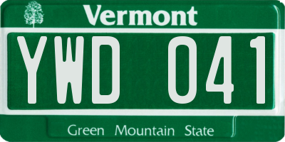 VT license plate YWD041