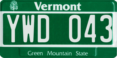 VT license plate YWD043