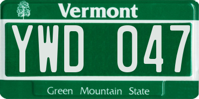 VT license plate YWD047