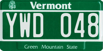 VT license plate YWD048