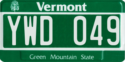 VT license plate YWD049