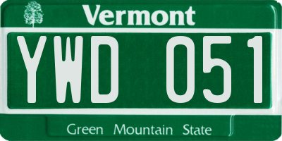 VT license plate YWD051