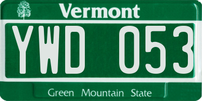 VT license plate YWD053