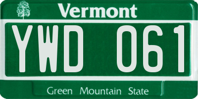 VT license plate YWD061