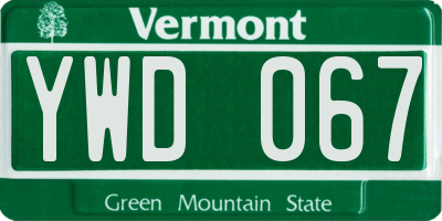 VT license plate YWD067