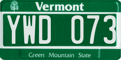 VT license plate YWD073
