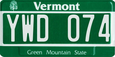 VT license plate YWD074