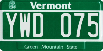 VT license plate YWD075
