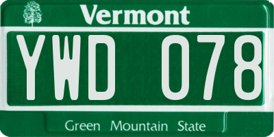 VT license plate YWD078