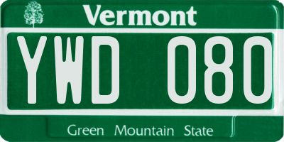 VT license plate YWD080