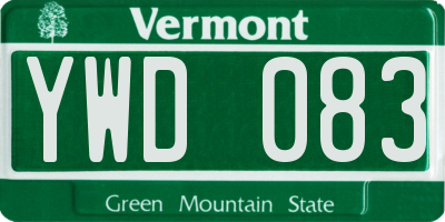 VT license plate YWD083