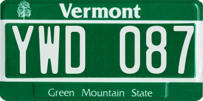 VT license plate YWD087