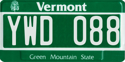 VT license plate YWD088