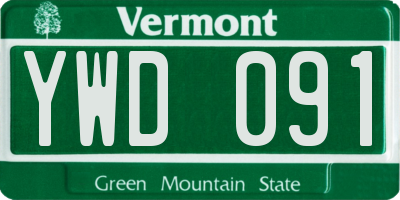 VT license plate YWD091