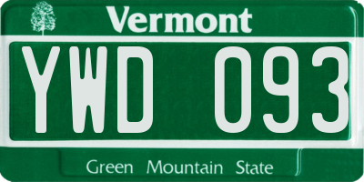 VT license plate YWD093