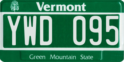 VT license plate YWD095