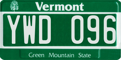 VT license plate YWD096