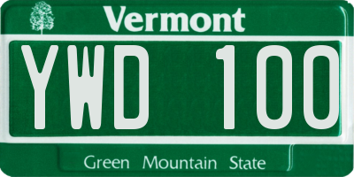 VT license plate YWD100