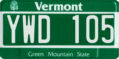 VT license plate YWD105