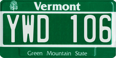 VT license plate YWD106
