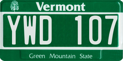 VT license plate YWD107
