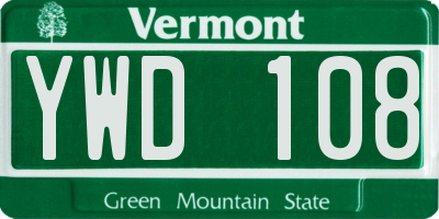 VT license plate YWD108