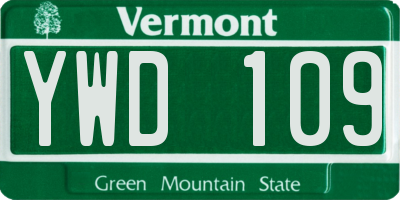 VT license plate YWD109