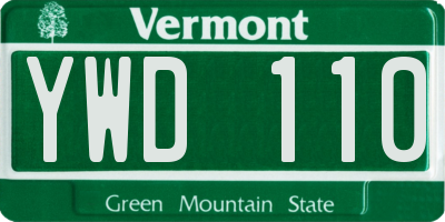 VT license plate YWD110