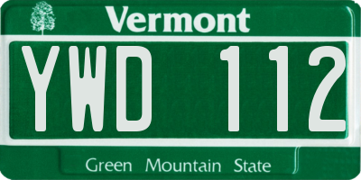 VT license plate YWD112