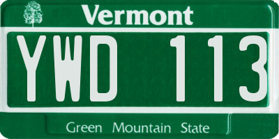 VT license plate YWD113