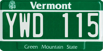 VT license plate YWD115