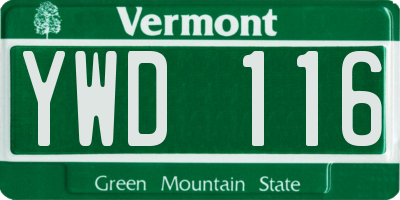 VT license plate YWD116