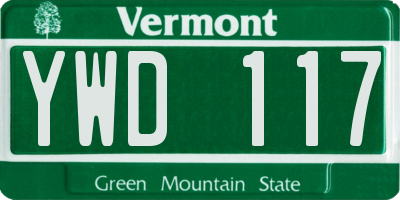 VT license plate YWD117