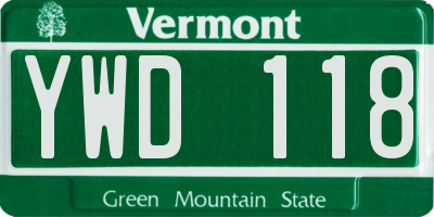 VT license plate YWD118