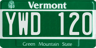 VT license plate YWD120