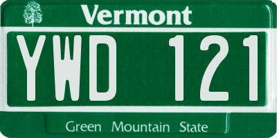 VT license plate YWD121