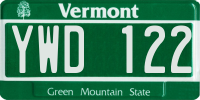 VT license plate YWD122