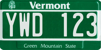 VT license plate YWD123