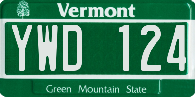 VT license plate YWD124