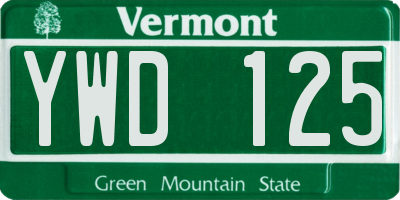 VT license plate YWD125