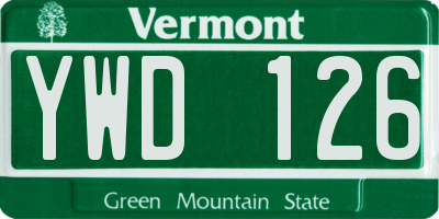 VT license plate YWD126