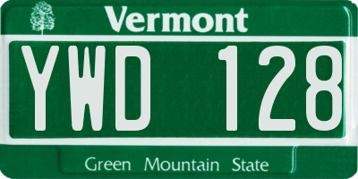 VT license plate YWD128