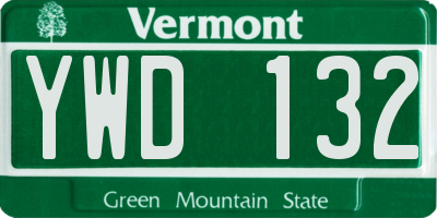 VT license plate YWD132