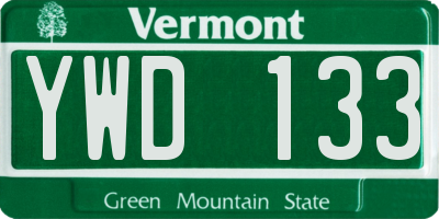 VT license plate YWD133